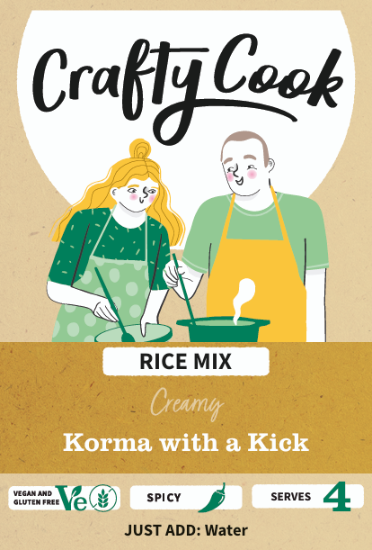 Korma with a Kick Rice Mix label