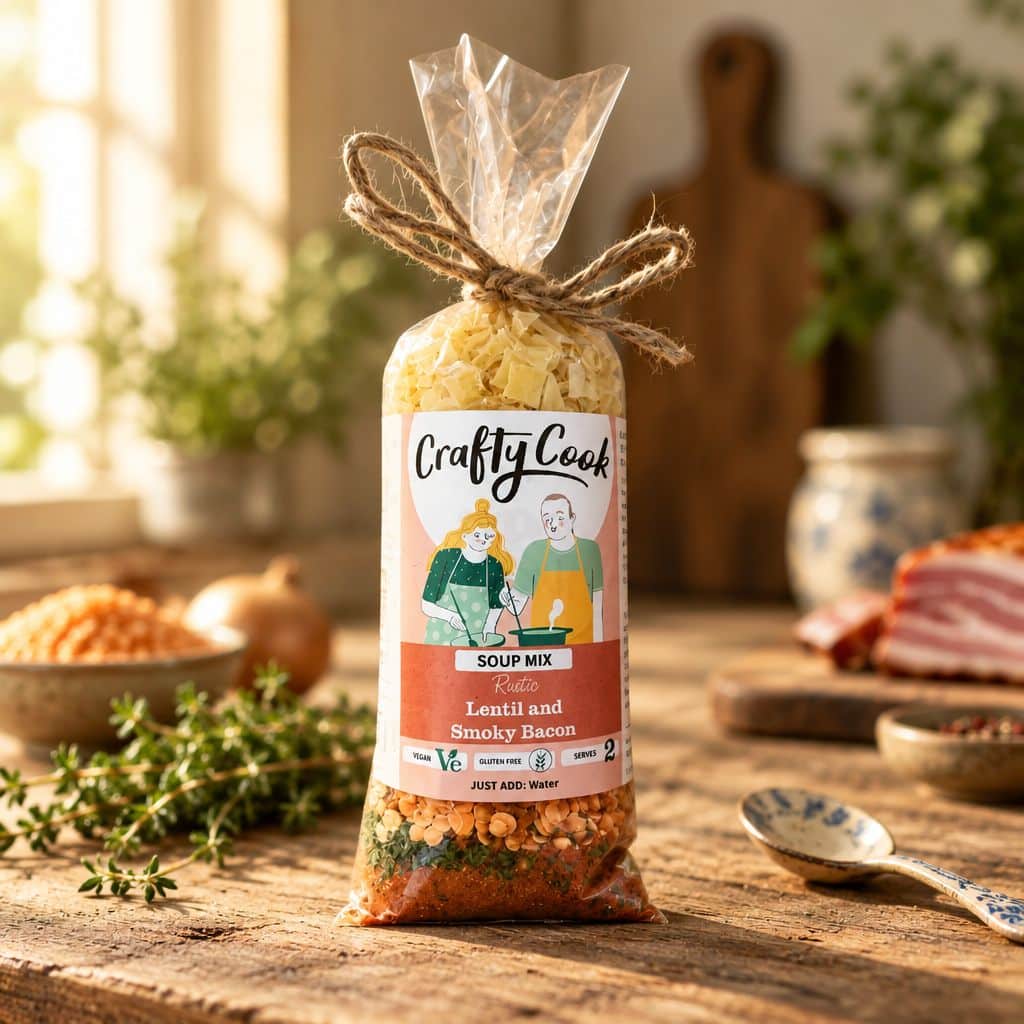 Lentil and Smoky Bacon Flavour Soup Mix by Crafty Cook. Meal kits made for easy fuss free cooking