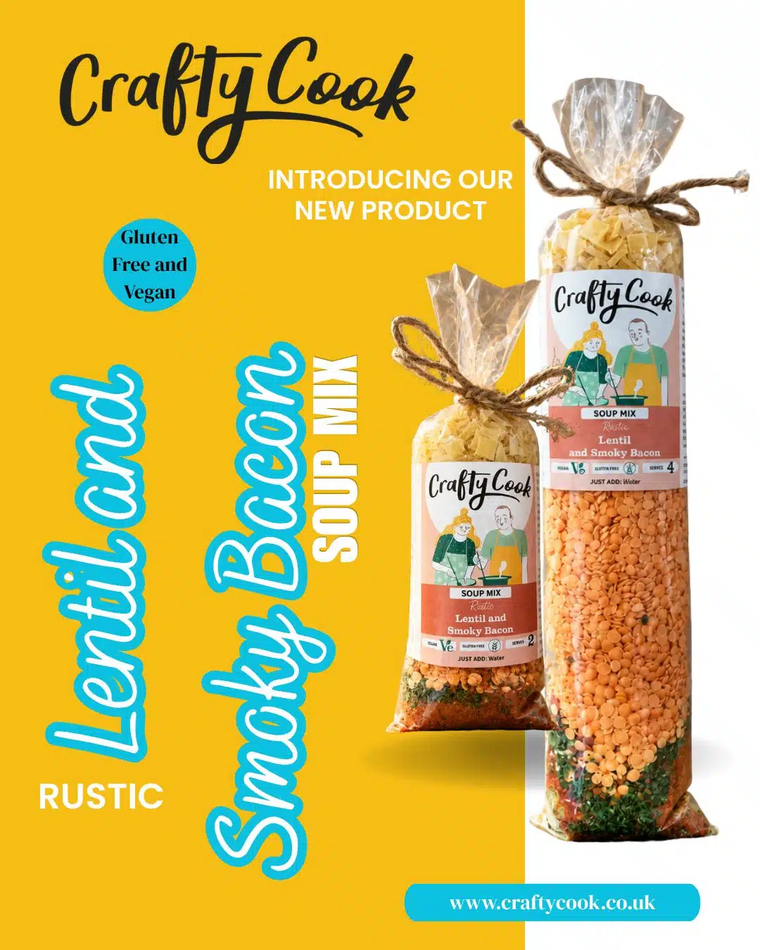 Lentil and Smoky Bacon Flavour Soup Mix by Crafty Cook. Meal kits made for easy fuss free cooking