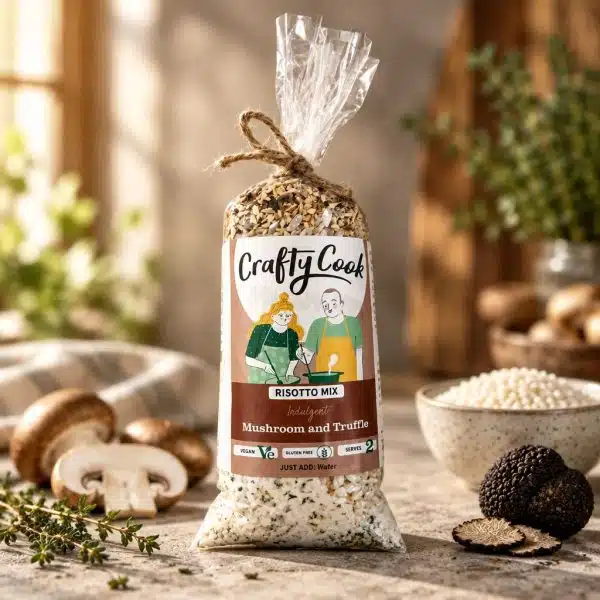 Mushroom and Truffle Risotto Mix by Crafty Cook. Meal kits made for easy fuss free cooking