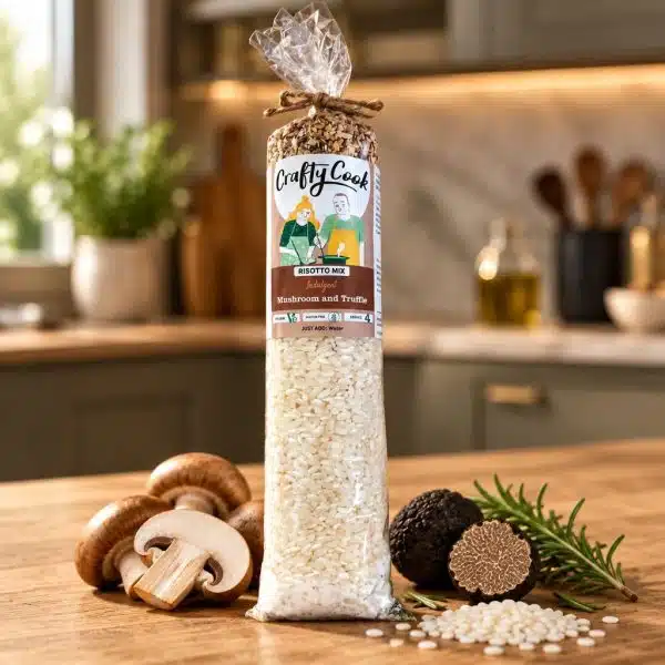 Mushroom and Truffle Risotto Mix by Crafty Cook. Meal kits made for easy fuss free cooking