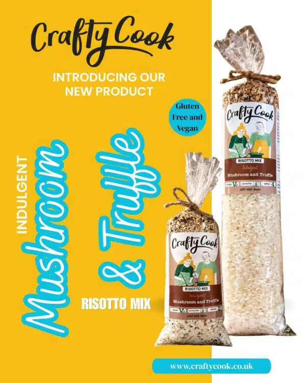 Mushroom and Truffle Risotto Mix by Crafty Cook. Meal kits made for easy fuss free cooking